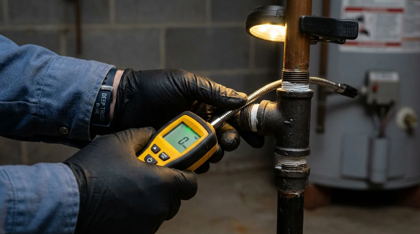 Gas leak detection with electronic sniffer by Johns Plumbing LLC in Dalton