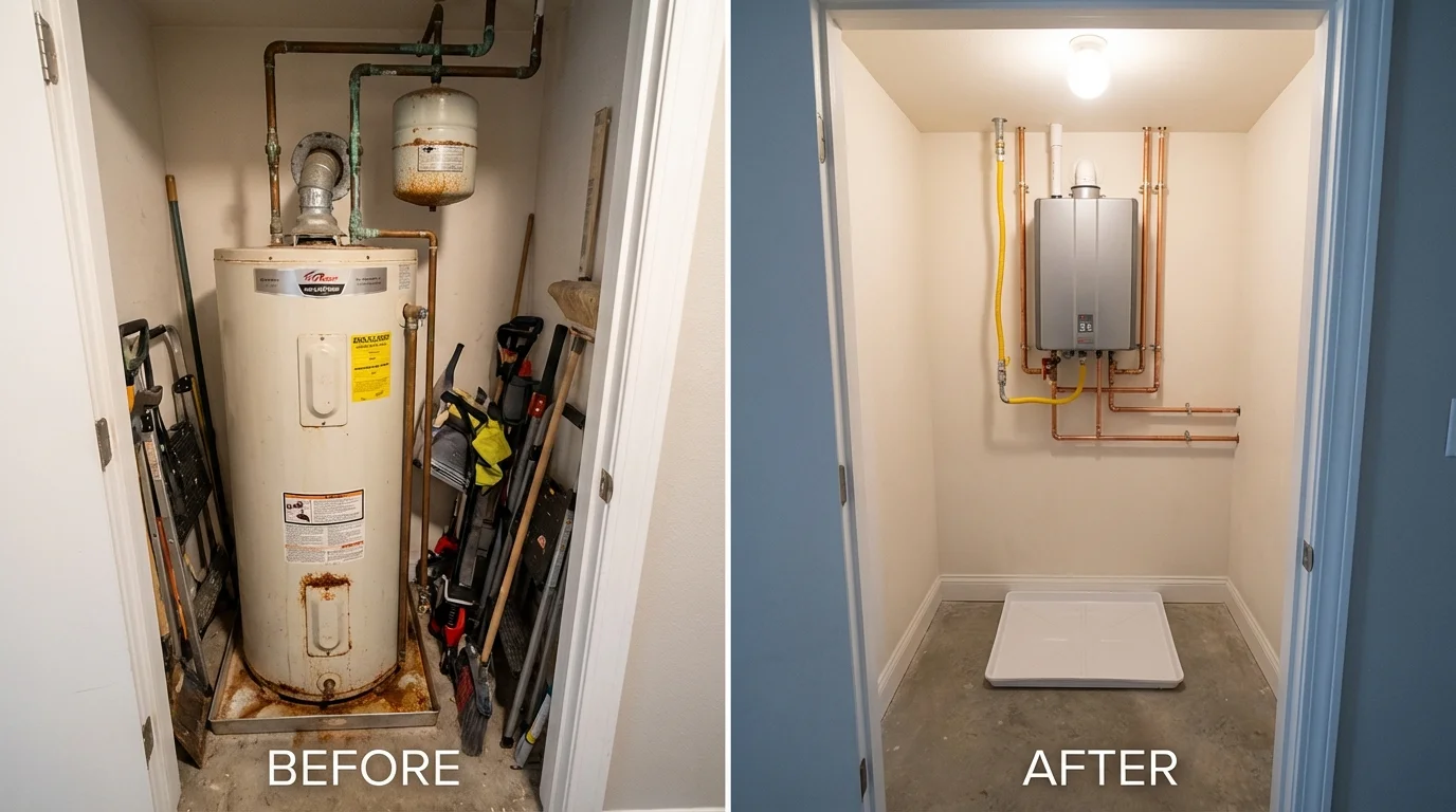 Tank water heater versus wall-mounted tankless unit comparison for Dalton, OH homeowners